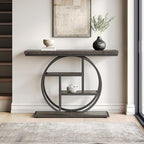 LITTLE TREE Console Table, 4-Tier Entryway Table, 41.3-Inch Industrial Sofa Table for Living Room, Foyer Hallway Table for Entrance, Deep Grey and Black