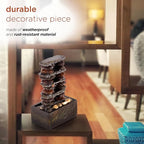 Alpine Corporation TT8002 Indoor/Outdoor Tabletop Stacked Rocks Eternity Fountain, Modern Rocks Tabletop Fountain 12", Brown