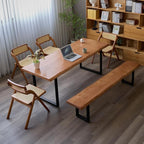 Stylish Brown Wooden Long Bench with Sturdy Metal Legs – Versatile Seating for Office, Restaurant, Living Room, and Meeting Room(Brown Bench,78.7in)