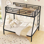 Giantex Metal Bunk Beds Twin Over Full Size, Heavy Duty Loft Bunk Bed with Ladder & Guardrail, Space Saving Bunk Bed for Dorm Apartment, Teens & Adults, Noise-Free, No Box Spring Needed, Black