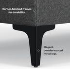 SIMPLIHOME Ava Ottoman in 100% Recycled Polyester Tightly Woven Performance Fabric, Pebble Grey, 36-inches Wide, Mid-Century Modern Multipurpose Table Ottoman or Footrest, Assembled, for Living Room