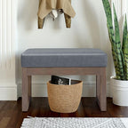 SIMPLIHOME Milltown 27 inch Wide Contemporary Rectangle Footstool Ottoman Bench in Stone Grey Vegan Faux Leather, Assembled, For the Living Room and Bedroom