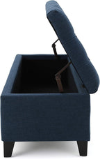 Christopher Knight Home Ottilie Fabric Storage Ottoman, Dark Blue, 17.75"D x 51.5"W x 15.75"H