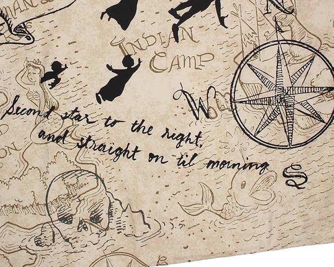 Northwest Disney's Peter Pan Neverland Map Compass Tapestry for Bedroom Wall Hanging for Living Room Dorm Home Decor 40"x35"