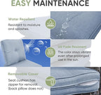 Outdoor Chair Cushion Set of 2, Waterproof Outdoor Seat Cushions 25x22 , Patio Chair Cushions for Outdoor Furniture, Couch Cushion Replacement, Include 2 Back & 2 Seat Cushions, Button/BabyBlue