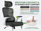 Ergonomic Office Chair - Computer Desk Chair with Adjustable Lumbar Support - 400lbs Executive Desk Chair High Back with Headrest Flip-Up Arms for Long Hours, Rolling Chair (White Black)