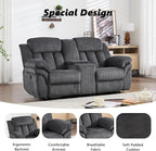 CANMOV Recliner Sofa Set, Manual Recliner Loveseat with Overstuffed Armrest for Living Room,Bedroom Furniture,Office,2 Seat Grey
