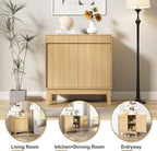 Scurrty Modern Buffet Cabinet with Storage,Wood Color Buffet with Adjustable Shelf and 2 Doors, Natural Wood Grain Accent Cabinet for Living Room & Kitchen