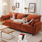 135'' Modular Sectional Sofa with Storage Seat,Oversized U Shaped Couch with Ottoman,7 Seater Couches for Living Room,Bedroom,Velet,Orange