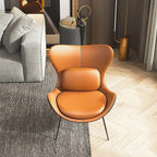 homary PU Leather Modern Wingback Accent Chair for Living Room Patio High-Density Foam Durable Metal Legs