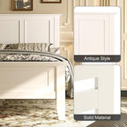 Scurrty Antique Style Wood Headboard Queen Size, Modern Headboard with Vintage Wood Frame, Bedroom Furniture (White)