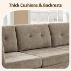 VANOMi 6 Seat Modular Cloud Sofa, 118" Convertible Sectional Cloud Sofas & Couches for Living Room, Comfy Chenille Sectional Couch Sofa for Living Room, Apartment, Office, Camel, L/U Shaped