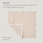 Double Stitch Scalloped Throw Pillow Covers - 100% Cotton Decorative Boho Pillow Covers 18 x 18, Made in India, Square Cushion Case, Modern Home Decor for Couch Sofa Living Room, Oat Milk