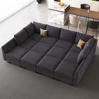 Belffin Oversized Modular Sectional Sofa Sleeper Sectional Couch with Storage Chenille Sofa Bed for Living Room, 12 Seats, Dark Grey