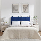 UEV King Headboard Only, Wall Mounted Hanging Upholstered Bed Head Board, Modern Vertical Channel Design of Fine Linen, Elegant Dark Blue Fluted Headboard for Bedroom (Dark Blue, King Size)