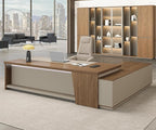 L-Shaped Executive Desk with Lockable Drawers – 79" Modern Large Executive Office Desk with LED, Lateral File Cabinet, Built-In Cable Box, Privacy Panel & Storage Shelves for Home or Business, Left