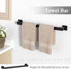 5-Pieces Matte Black Bathroom Accessories Set, 23.6 Inch Bath Towel Bar Set, SUS 304 Stainless Steel Bathroom Hardware Set, Towel Racks for Bathroom Wall Mounted.