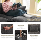 111'' Sectional Cloud Deep Seat Couch, Modern Comfy Chenille L Shaped Sectional Sofa for Living Room Set, Upholstered Modular 4-Seats Sofa Couch with Movable Ottoman, Dark Grey