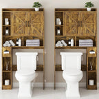 Vabches Over The Toilet Storage Cabinet, Farmhouse Storage Cabinet Over Toilet with 2 Barn Doors & Toilet Paper Holder Stand，Home Space-Saving Toilet Rack, for Bathroom, Restroom, Laundry.