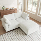 Modular Sectional Sofa, L Shaped Sofa with Ottoman, 78.74" Oversized Loveseat, Plush Deep Seat Sleeper Couches for Living Room, Apartment, Couch Cushion Covers Removable, Beige