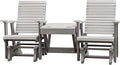 DutchCrafters Modern Horizontal Slat High Back Poly Double Glider Chairs with Center Table Outdoor Patio Furniture (Gray &Light Gray)