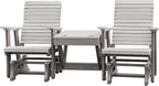 DutchCrafters Modern Horizontal Slat High Back Poly Double Glider Chairs with Center Table Outdoor Patio Furniture (Gray &Light Gray)