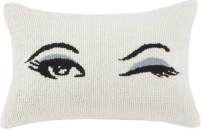 kate spade new york Wink Decorative Pillow, 14" x 20" Throw Pillow for Bed or Sofa, Textured Cotton and Polyester Blend Cover, White