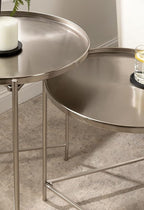 Kate and Laurel Ulani Modern Nesting Side Table; Set of 2; Silver; Sophisticated End Tables for Storage and Display