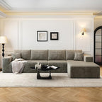 135.4" Cloud Modular Sectional Sofa Couch with L-Shape Chaise,Modern Minimalist Upholstered Couches for Living Room Bedroom,Deep Seat Corner Couch，No Assembly Required (Camel,Right Facing Chaise)