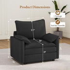 Vesgantti 40" Single Seat Sofa, Comfy Cloud Couch Deep Seat Upholstered Couch Chenille Modern Sofa with Armrest Pillow, Easy Assembly for Living Room, Bedroom and Apartment, Black
