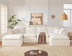 143" Cloud Sectional Couch, Boneless couches for Living Room，U Shaped Couch with Convertible Ottoman, Modular Sectional Sofa with Deep Seat, Comfy Soft Cushions, No Assembly, Beige