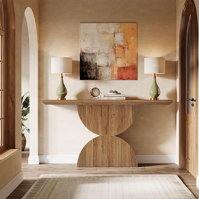 Tribesigns 63-Inch Console Table for Entryway, Narrow Entryway Table with Unique Sturdy Base, Farmhouse Furniture Behind The Couch for Living Room, Hallway, Entrance, Foyer (Natural)