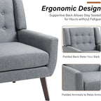 Accent Chairs Set of 2, Modern Fabric Armchairs for Living Room, Comfy Upholstered Arm Chairs Tufted for Indoor Bedroom Office Room (Gray)