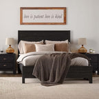 Grain Wood Furniture Montauk Solid Wood Bed, Full Size, Farmhouse Black