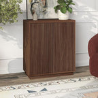 Henn&Hart 28" Fluted Wooden Accent Cabinet, Modern Ribbed Sideboard Buffet Cabinet with 2 Doors and an Adjustable Shelf for Living Room, Dining Room, Bedroom or Entryway, Satin Walnut