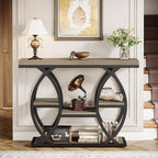 Tribesigns 39.4" Console Table, Industrial 4-Tier Sofa Table Entryway Table with Storage Shelves, Narrow Wood Accent Tables with Metal Frame for Small Spaces, Hallway, Foyer, Grey