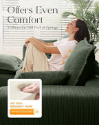 137" Comfy Cloud Couch with U-Shape Chaise & Deep Seat, Modular Sectional Sofa in a Box, Boneless Upholstered Couches for Living Room, No Assembly Required (Soft Corduroy, Green)