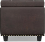 SIMPLIHOME Hamilton 48 inch Wide Transitional Rectangle Storage Ottoman in Distressed Brown Vegan Faux Leather, Assembled, For the Living Room, Entryway and Family Room