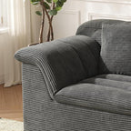 44" Cloud Sectional Couch with Single Arm, Modern Compressed Sofa, Comfy Sleeper Sofa, Corduroy Upholstered Couches for Small Space/Apartment, No Assembly Required, Dark Gray, Left Side