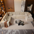 Cloud Sectional Couch with Chaise, Boneless U-Shaped Cloud Couch with Deep Seat, Soft Plush Modern Minimalist Sofa, Assembly Free Modular Floor Sofa for Office Living Room Apartment, Beige