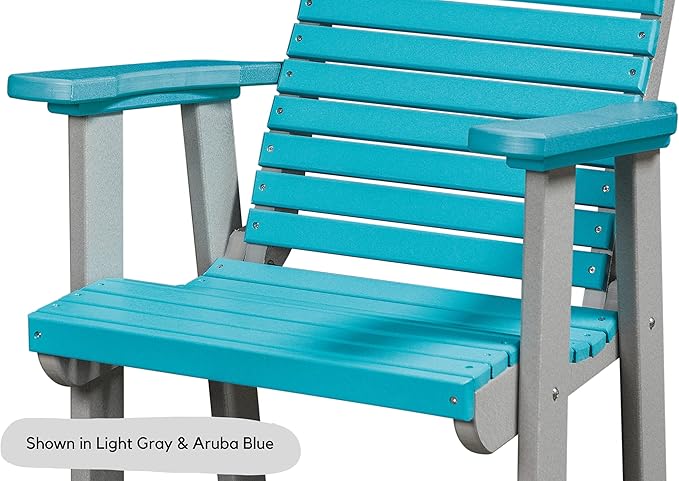 DutchCrafters Modern Horizontal Slat High Back Poly Outdoor Patio Chair (White & Blue)