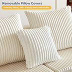 100.7" Boneless Couches for Living Room, Fully Memory Foam Sofa with Deep Seat, L Shape Sectional Couch Corduroy Fabric, Compressed Sofa in a Box,No Assembly Required (Beige, Right Facing Chaise)