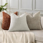 decorUhome Light Grey Chenille Throw Pillow Covers 20x20 Set of 2 Thick Textured Slubby Couch Pillow Covers Farmhouse Accent Modern Neutral Decorative Pillow Cases for Bed Sofa Living Room