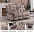 EBELLO Manual Loveseat Recliner for Living Room, Extra Wide Modern Overstuffed 2 Seat Reclining Couch Sofa, Breathable Fabric and Padded Cushion, Light Brown