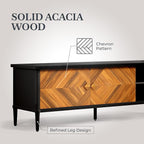 Lenia 65 Inch Solid Acacia Wood TV Stand, Modern Farmhouse Rustic Mid Century TV Media Console for Living Room, Entertainment Center with Storage & Cabinets, Brown Teak Finish