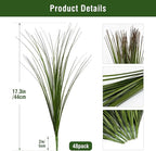48PCS 17.3" Fake Plants Artificial Wheat Grass Greenery Plastic Plants Fake Grass Artificial Plants for Outdoor Decor Artificial Plant with Greenery Stems for Indoor Home Decoration