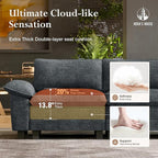 HERA'S HOUSE 158" Modular Sectional Sofa, Oversized U Shaped Couches for Living Room, Comfy Cloud Couch with Ottoman, 6-Seater Deep Seat Sofa with Throw Pillow, Chenille Blue