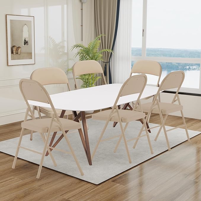Khaki Folding Chairs 50 Pack with Comfortable Cushion and Back, 330LBS Capacity, Portable & Foldable Indoor Outdoor Chairs with Durable Metal Frame for Office Party Events Kitchen Dinning Wedding