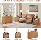 LEYAOYAO Fluted 6 Drawers Dresser, 48" Wide Modern Chest of Drawers with Woodgrain Top, Curved Profile Design, Dresser TV Stand, Wood Drawer Organizer for Bedroom, Living Room, Hallway,Brown
