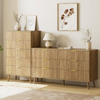 LYNSOM Fluted Dresser and Nightstand Sets 4 Piece, 2-Drawer Nightstands and 5/6 Drawers Dresser, Wood Bedroom Furniture Set for Home, Bedroom, Hallway, Natural Oak